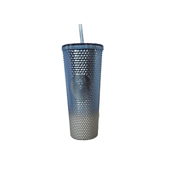 Starbucks Gradient Blue‎ Silver Hombre Studded Bling 240z Tumbler 2023 Winter - Picture 4 of 9